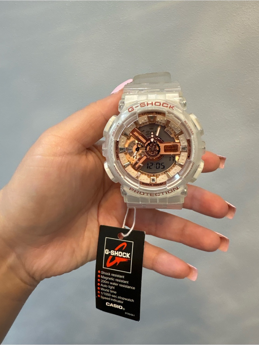 G-Shock Translucent Frost Watch with Rose Gold Dial